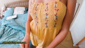 Bad stepdaughter Stacy Cruz gets fucked by three men in a row - part 1