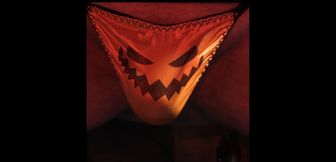 Sissy Satin Pumpkin Thong Play