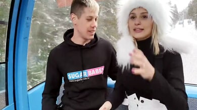 Blonde takes tattooed stranger deep in a graffiti-covered bus