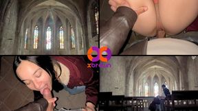 Swallows my cum in a real public church