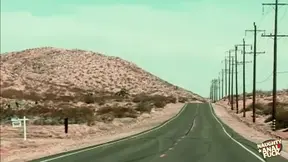 Stunning hitchhiker Naomi Russell rides the desert rail