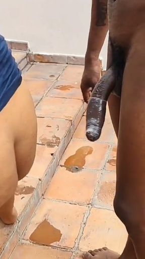 My neighbor puts me on all fours in his girlfriend's bed so that I can receive his huge thick black cock in my ass.   Clip 1