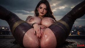 an attractive woman with huge breasts was spotted masturbating on the roof and got fucked [ai]