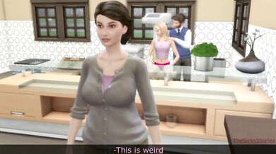 Stepdad fingers his hungry stepdaughter while stepmom watches in the kitchen