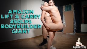 Amazon Lift and Carry 250lbs Giant Bodybuilder Man Squat Workout Strong Woman