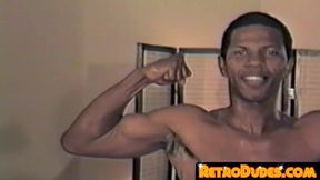 Retro solo features a muscular stallion masturbating his hairy cock