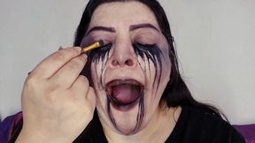 Exhausted witch yawning a lot