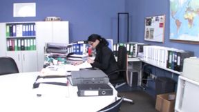 Top-class German secretary rides dick in the office
