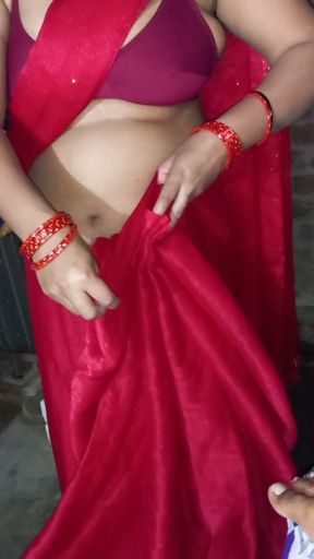 Red colour saree is removing your bhabhi.