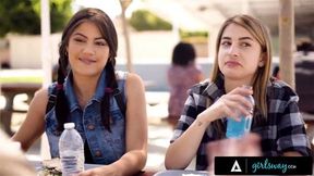 GIRLSWAY Kristen Scott Fucks Kendra Spade In The Woods After Ruining Porn She Masturbated On