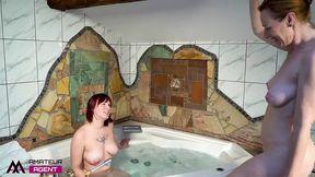 Tattooed redhead loves getting big boobed ginger moaning of pleasure