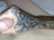 Tatted White Boy Jerks It