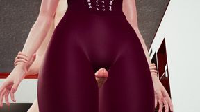 Blonde Elara with Big Tits in 3D Hentai - Indulge in Thighjob Fetish in Red Leggings, Thrilling Standing Doggy Style Fuck