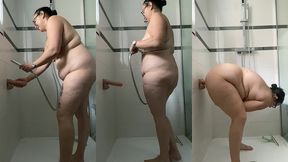 je me baise en levrette sous la douche avec mon god ventouse premiere partie...