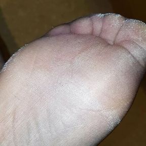 Warm cum on my nylon feet