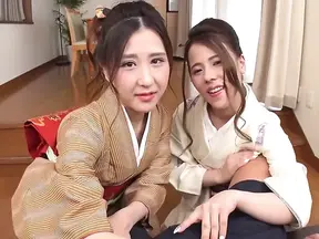 Beautiful Sluts Ciel & Emi Wear Kimonos for Hot Threesome and Cum Shots
