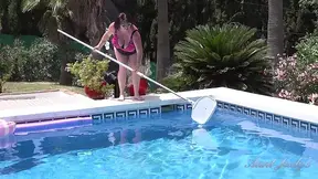 Aunt Judy's - Busty Redhead MILF JoJo Robinson Goes Skinny Dipping in the Pool
