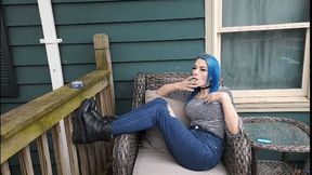 Hot Goth Girl Smoking Outside