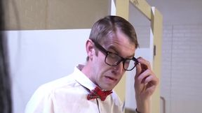 Nerd gets His Dick Wet in School Bathroom