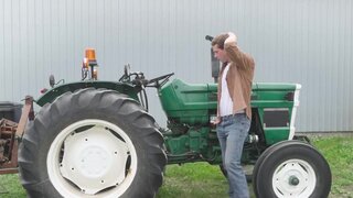 The Latino hunk is helping a man who has a broken tractor