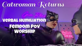 Femdom Catwoman Returns: JOI Body Worship Boob &  Pussy Play & Verbal Humiliation