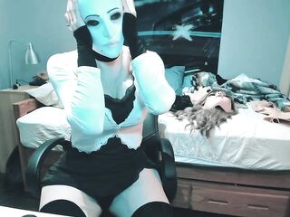 Jill Jane Pt2! A cute concupiscent rubber Jaw-dropping Jane masturbates and then unmasks from her scary white mask!