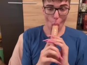 Riding a big dildo | Blue fantasy