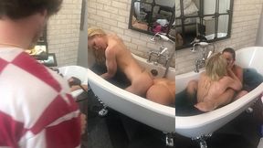 behind the scenes licking pussy & fucking in the tub