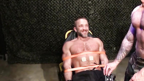 Muscly hunk restrained for rough & hardcore BDSM torment