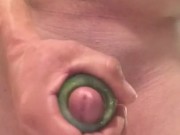 Playing with a cucumber