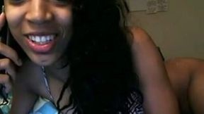 Ardent amateur all alone black hottie passionately teased her twat