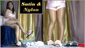 Satin, Shiny Tights & 4 Fluffy Slippers - 4K