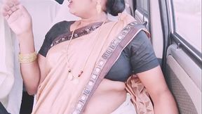 Beautiful sraee call girl car sex Telugu dirty talks.