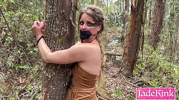 Tied to tree and forcefully fucked in middle the jungle