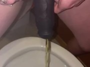She used a Female to Male (FTM) Stand to Pee (STP) device for the first time & made a little mess