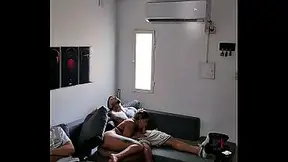 Hot Latina hottie gets banged on couch next to her boyfriend