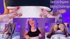 Earn An Orgasm Edging Challenge: Feet Ass Tits - Make It 3 Rounds Female Domination Orgasm Control JOI & Cum Countdown with Femdom Brat Mistress Mystique - WMV