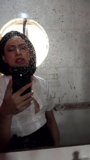 Masturbating in the mirror