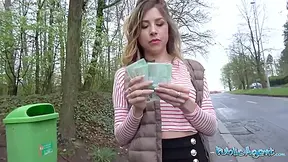 Creampie For Cute Blond Teen 18+ Who Fools Around In Public For Cash Flashing Her Bazookas And Bald Twat Outside