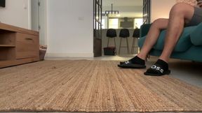 IT WORSHIPS MY FEET AS I TUG ON ITS ANAL HOOK