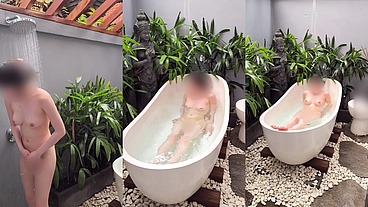 Bathing in an outdoor bath in a foreign country with old men and chickens nearby