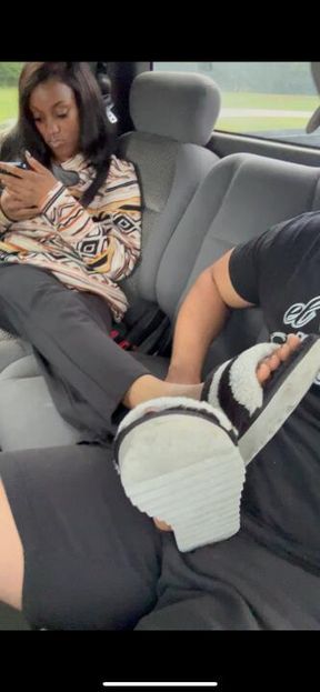 Foot job in public park