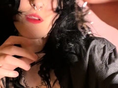 Brunette solo darling masturbating at home