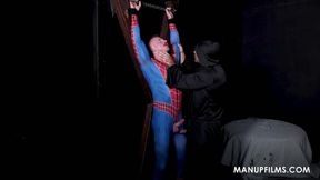 Gay man takes huge cock in deep throat bondage