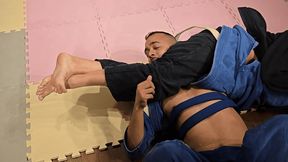 Gorgeous Bikini-Clad Goddess Owns Pathetic Male in Sweaty Gi Mixed Wrestling Beatdown