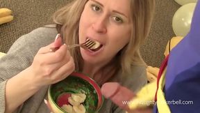 Preggo blonde MILF Tinkerbell gets anally fucked by Bananaman and his big bananas