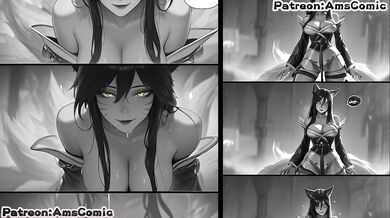 Big tits Ahri hogtie blowjob comic piece