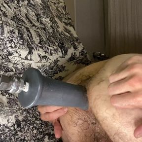 Hairy ass gets fucked by the machine