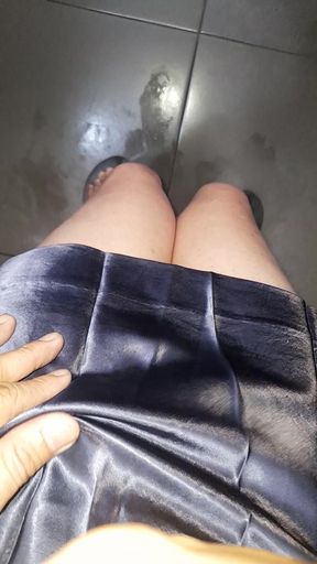 Blue Satin Silk Mini Dress With Gorgeous Lining