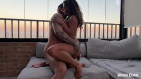 Naughty Argentine Was Showing off on the Balcony of the Building